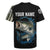 Striped Bass Jumping Rugby Jersey Blue Splash Graphic and Custom Name Design - Wonder Print Shop