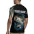 Striped Bass Jumping Rugby Jersey Blue Splash Graphic and Custom Name Design - Wonder Print Shop