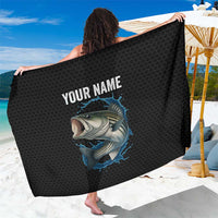 Striped Bass Jumping Sarong Blue Splash Graphic and Custom Name Design - Wonder Print Shop