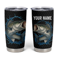 Striped Bass Jumping Tumbler Cup Blue Splash Graphic and Custom Name Design - Wonder Print Shop