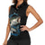 Striped Bass Jumping Women Sleeveless Polo Shirt Blue Splash Graphic and Custom Name Design - Wonder Print Shop
