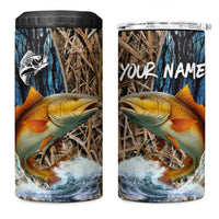 Redfish Splashing in Marsh Grass 4 in 1 Can Cooler Tumbler Custom Name and Nature Background Design - Wonder Print Shop