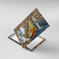 Redfish Splashing in Marsh Grass Canvas Wall Art Custom Name and Nature Background Design - Wonder Print Shop