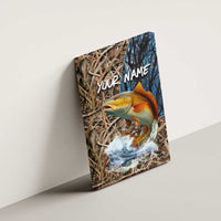 Redfish Splashing in Marsh Grass Canvas Wall Art Custom Name and Nature Background Design - Wonder Print Shop