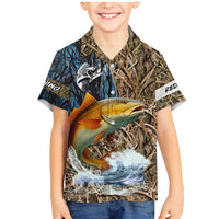 Redfish Splashing in Marsh Grass Family Matching Mermaid Dress and Hawaiian Shirt Custom Name and Nature Background Design - Wonder Print Shop