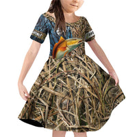 Redfish Splashing in Marsh Grass Family Matching Off Shoulder Short Dress and Hawaiian Shirt Custom Name and Nature Background Design - Wonder Print Shop