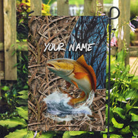 Redfish Splashing in Marsh Grass Garden Flag Custom Name and Nature Background Design - Wonder Print Shop