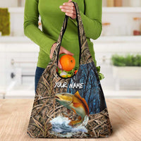 Redfish Splashing in Marsh Grass Grocery Bag Custom Name and Nature Background Design - Wonder Print Shop