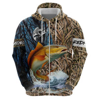 Redfish Splashing in Marsh Grass Hoodie Custom Name and Nature Background Design - Wonder Print Shop