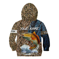 Redfish Splashing in Marsh Grass Kid Hoodie Custom Name and Nature Background Design - Wonder Print Shop