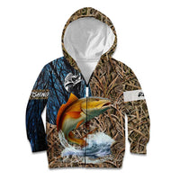 Redfish Splashing in Marsh Grass Kid Hoodie Custom Name and Nature Background Design - Wonder Print Shop