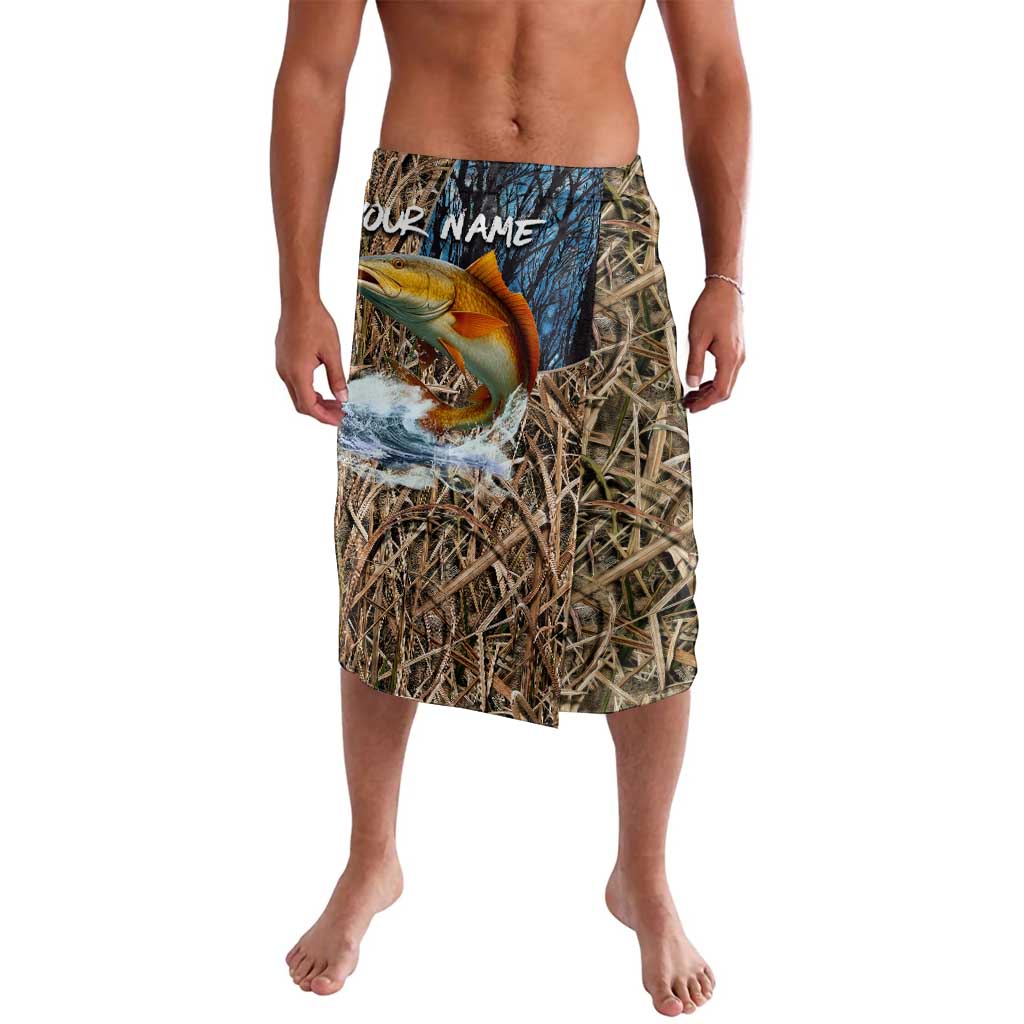 Redfish Splashing in Marsh Grass Lavalava Custom Name and Nature Background Design - Wonder Print Shop