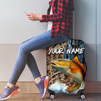 Redfish Splashing in Marsh Grass Luggage Cover Custom Name and Nature Background Design - Wonder Print Shop