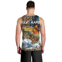 Redfish Splashing in Marsh Grass Men Tank Top Custom Name and Nature Background Design - Wonder Print Shop