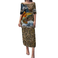 Redfish Splashing in Marsh Grass Puletasi Custom Name and Nature Background Design - Wonder Print Shop