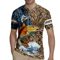 Redfish Splashing in Marsh Grass Rugby Jersey Custom Name and Nature Background Design - Wonder Print Shop