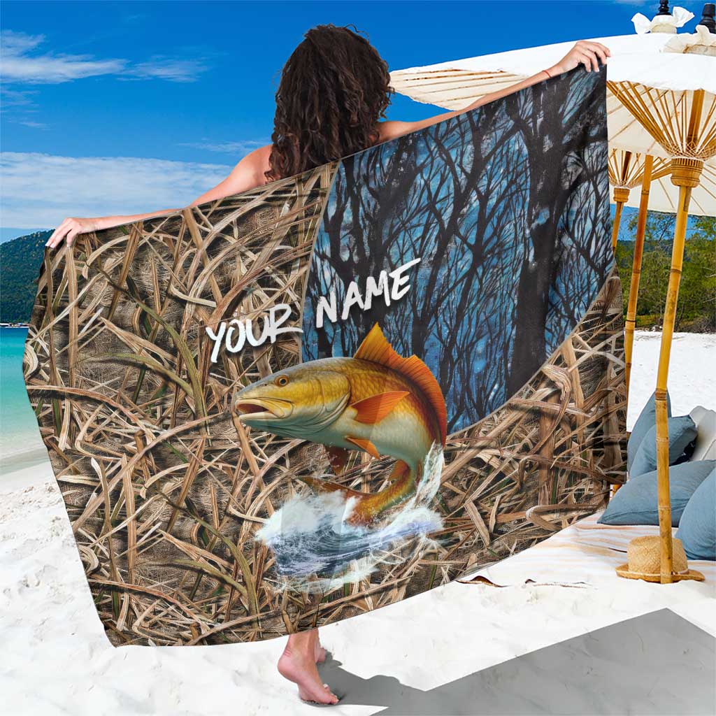 Redfish Splashing in Marsh Grass Sarong Custom Name and Nature Background Design - Wonder Print Shop