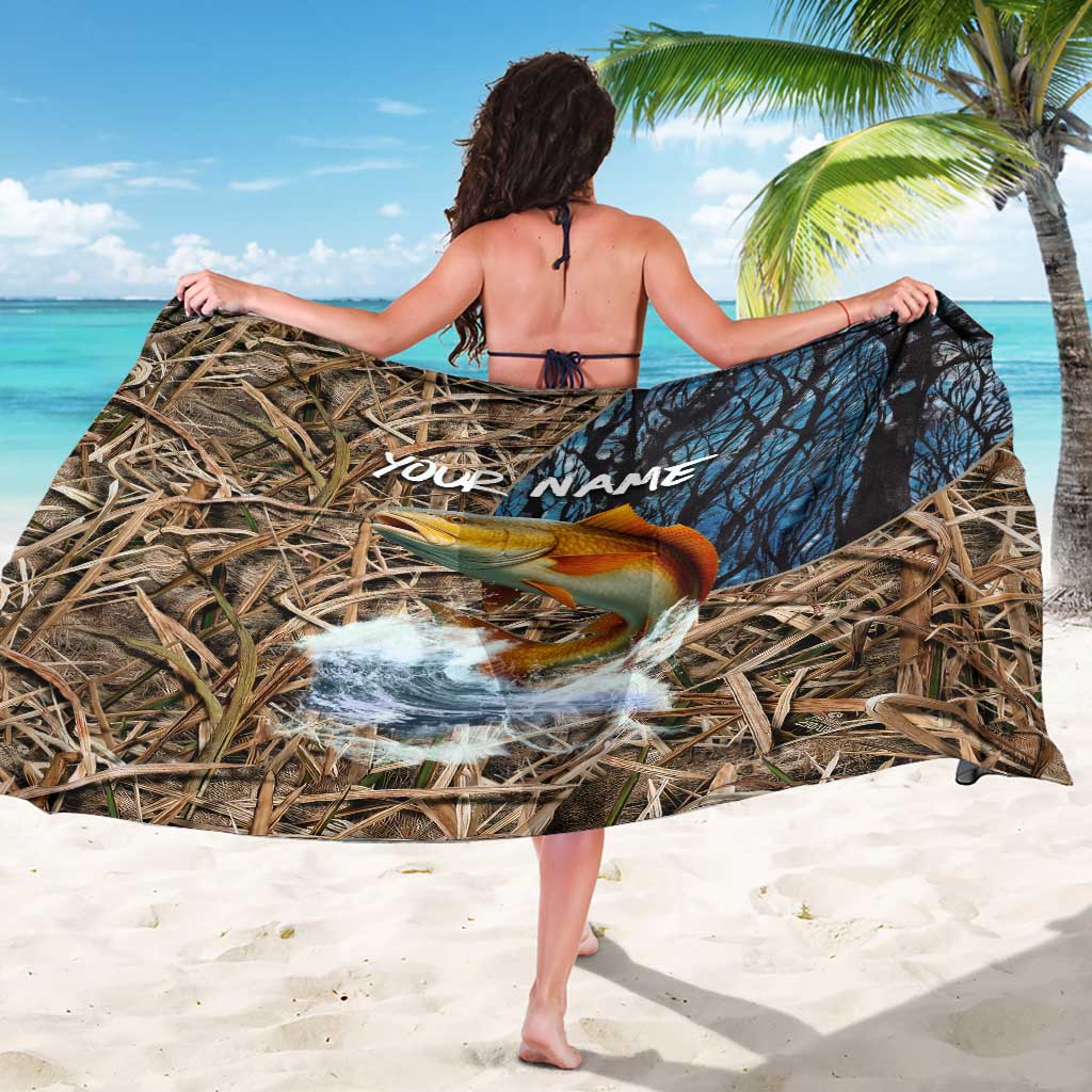 Redfish Splashing in Marsh Grass Sarong Custom Name and Nature Background Design - Wonder Print Shop