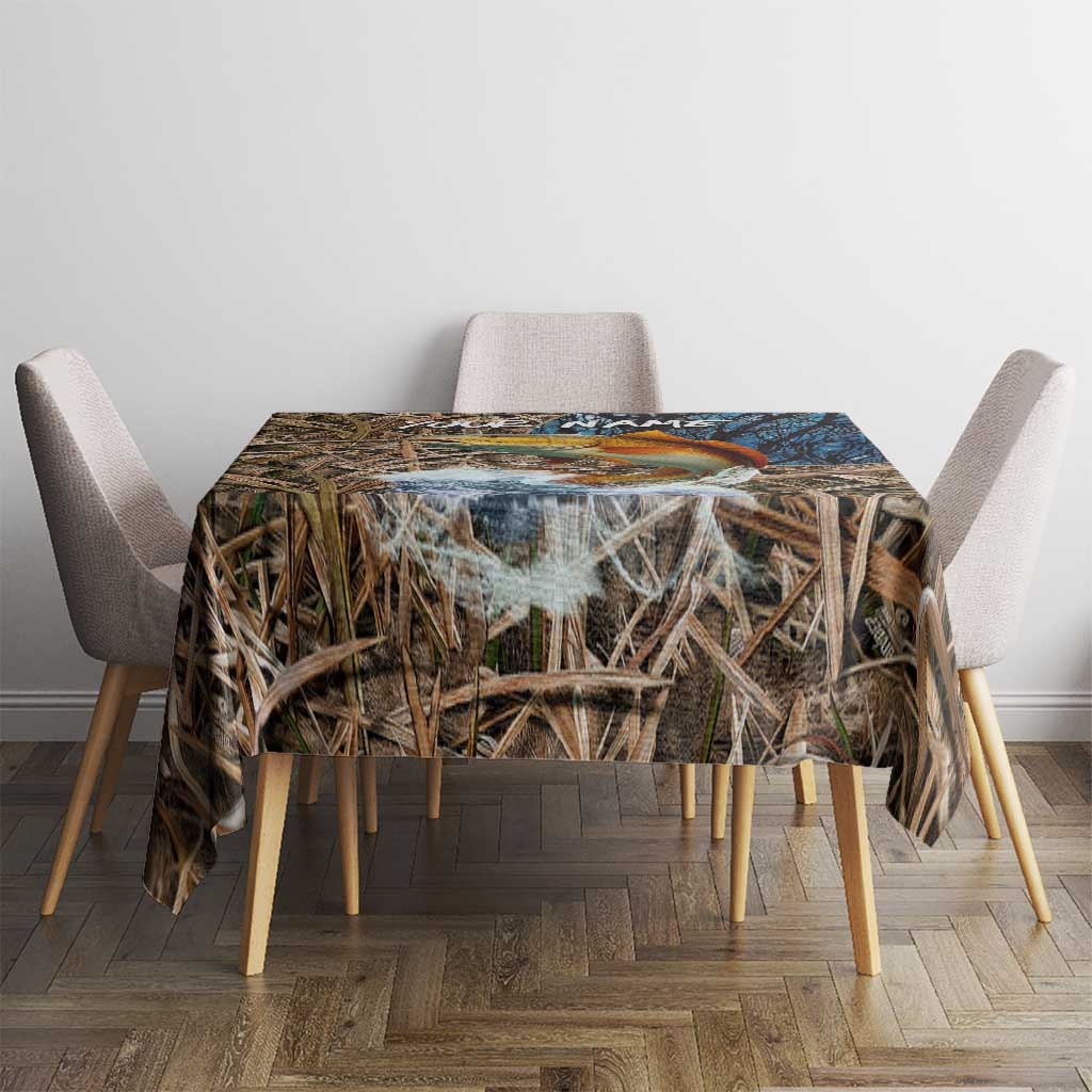 Redfish Splashing in Marsh Grass Tablecloth Custom Name and Nature Background Design - Wonder Print Shop