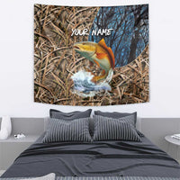 Redfish Splashing in Marsh Grass Tapestry Custom Name and Nature Background Design - Wonder Print Shop