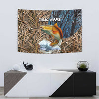 Redfish Splashing in Marsh Grass Tapestry Custom Name and Nature Background Design - Wonder Print Shop