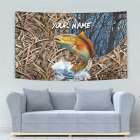 Redfish Splashing in Marsh Grass Tapestry Custom Name and Nature Background Design - Wonder Print Shop