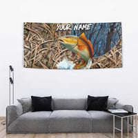 Redfish Splashing in Marsh Grass Tapestry Custom Name and Nature Background Design - Wonder Print Shop