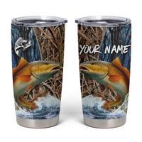 Redfish Splashing in Marsh Grass Tumbler Cup Custom Name and Nature Background Design - Wonder Print Shop