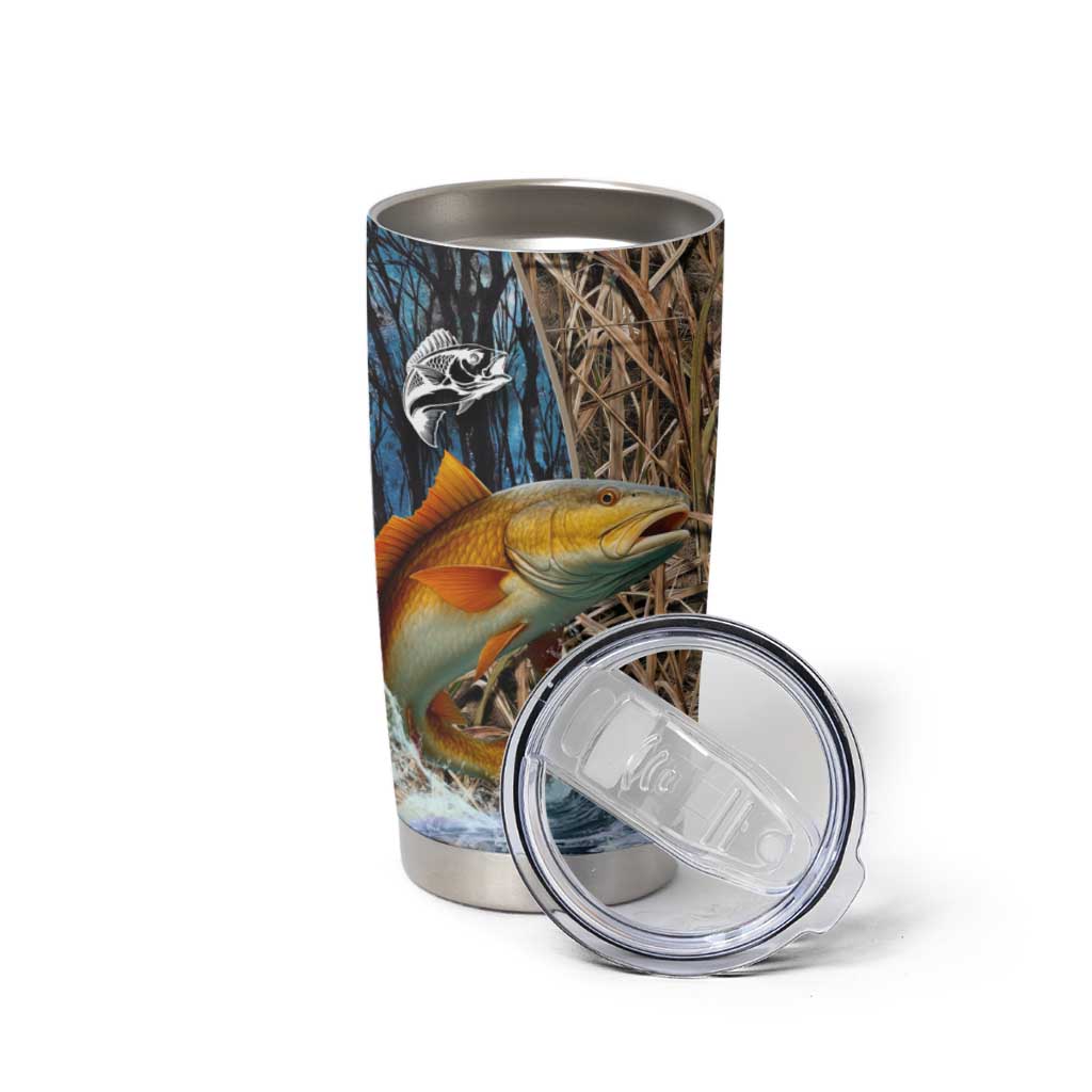 Redfish Splashing in Marsh Grass Tumbler Cup Custom Name and Nature Background Design - Wonder Print Shop