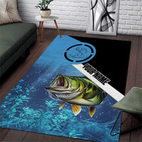 Largemouth Bass Fishing Underwater Graphic Area Rug Mountain Silhouette and Custom Name Design - Wonder Print Shop
