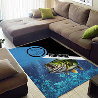 Largemouth Bass Fishing Underwater Graphic Area Rug Mountain Silhouette and Custom Name Design - Wonder Print Shop