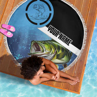 Largemouth Bass Fishing Underwater Graphic Beach Blanket Mountain Silhouette and Custom Name Design - Wonder Print Shop