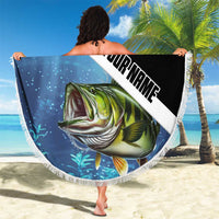 Largemouth Bass Fishing Underwater Graphic Beach Blanket Mountain Silhouette and Custom Name Design - Wonder Print Shop