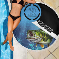 Largemouth Bass Fishing Underwater Graphic Beach Blanket Mountain Silhouette and Custom Name Design - Wonder Print Shop