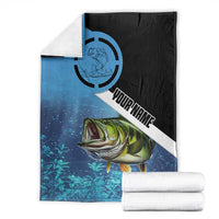 Largemouth Bass Fishing Underwater Graphic Blanket Mountain Silhouette and Custom Name Design - Wonder Print Shop