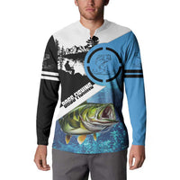 Largemouth Bass Fishing Underwater Graphic Button Sweatshirt Mountain Silhouette and Custom Name Design - Wonder Print Shop