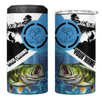 Largemouth Bass Fishing Underwater Graphic 4 in 1 Can Cooler Tumbler Mountain Silhouette and Custom Name Design - Wonder Print Shop