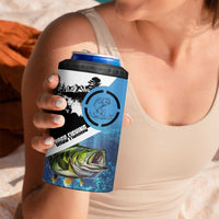 Largemouth Bass Fishing Underwater Graphic 4 in 1 Can Cooler Tumbler Mountain Silhouette and Custom Name Design - Wonder Print Shop