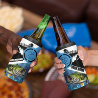 Largemouth Bass Fishing Underwater Graphic 4 in 1 Can Cooler Tumbler Mountain Silhouette and Custom Name Design - Wonder Print Shop