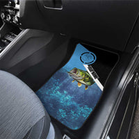 Largemouth Bass Fishing Underwater Graphic Car Mats Mountain Silhouette and Custom Name Design - Wonder Print Shop