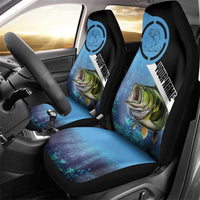 Largemouth Bass Fishing Underwater Graphic Car Seat Cover Mountain Silhouette and Custom Name Design - Wonder Print Shop
