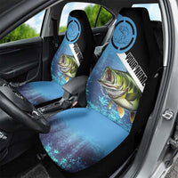 Largemouth Bass Fishing Underwater Graphic Car Seat Cover Mountain Silhouette and Custom Name Design - Wonder Print Shop