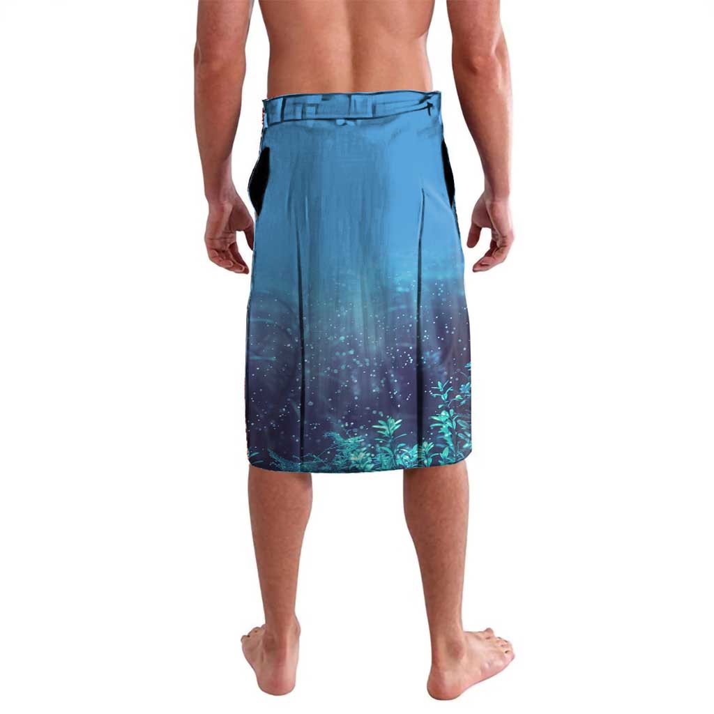 Largemouth Bass Fishing Underwater Graphic Lavalava Mountain Silhouette and Custom Name Design - Wonder Print Shop