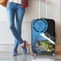 Largemouth Bass Fishing Underwater Graphic Luggage Cover Mountain Silhouette and Custom Name Design - Wonder Print Shop
