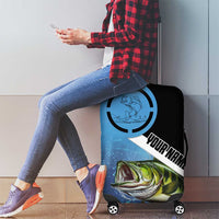 Largemouth Bass Fishing Underwater Graphic Luggage Cover Mountain Silhouette and Custom Name Design - Wonder Print Shop