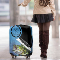 Largemouth Bass Fishing Underwater Graphic Luggage Cover Mountain Silhouette and Custom Name Design - Wonder Print Shop