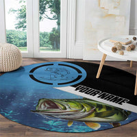 Largemouth Bass Fishing Underwater Graphic Round Carpet Mountain Silhouette and Custom Name Design - Wonder Print Shop