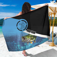 Largemouth Bass Fishing Underwater Graphic Sarong Mountain Silhouette and Custom Name Design - Wonder Print Shop