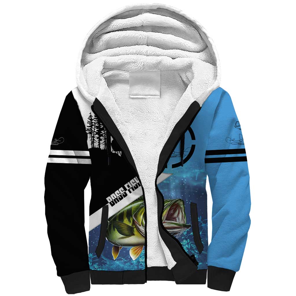 Largemouth Bass Fishing Underwater Graphic Sherpa Hoodie Mountain Silhouette and Custom Name Design - Wonder Print Shop