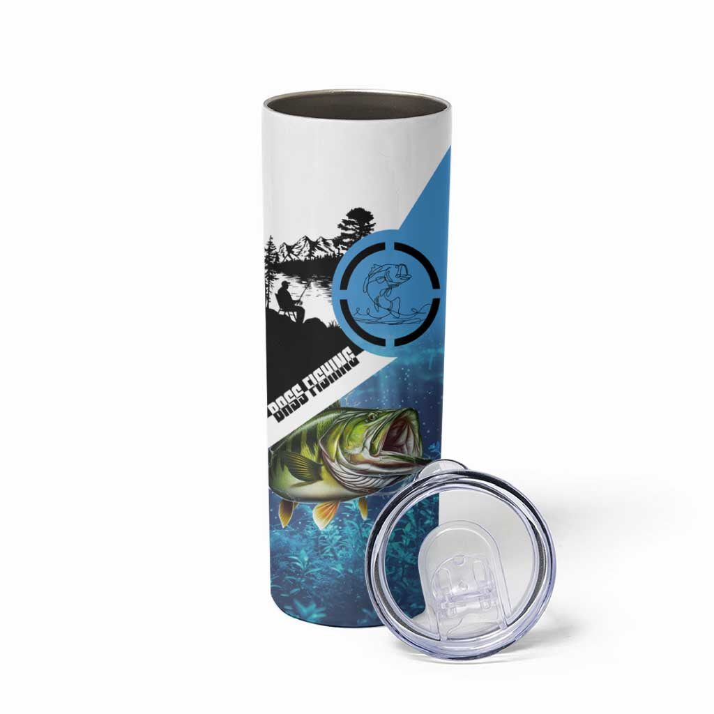 Largemouth Bass Fishing Underwater Graphic Skinny Tumbler Mountain Silhouette and Custom Name Design - Wonder Print Shop